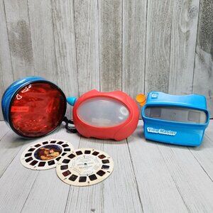 Vintage View Master 3D Viewer Classic Viewmaster Toy Blue Red with 2 Reels